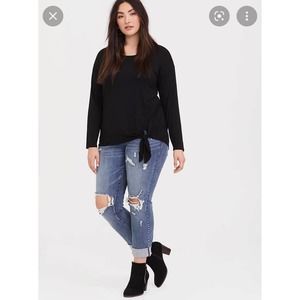 (4) Torrid Super-soft Tie-front long sleeve tee